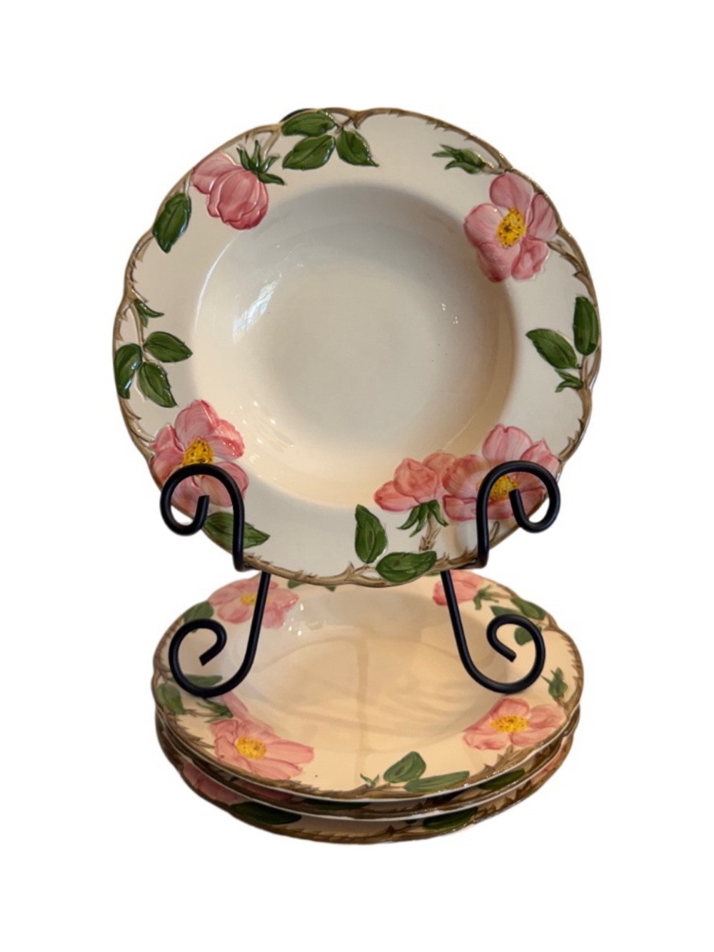 Lot of 4 Franciscan Desert Rose Flat Rim Soup Bowls 8.5" USA Backstamp